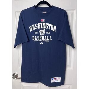 MLB Washington Baseball Short Sleeve Graphic T-Shirt Majestic Size Medium